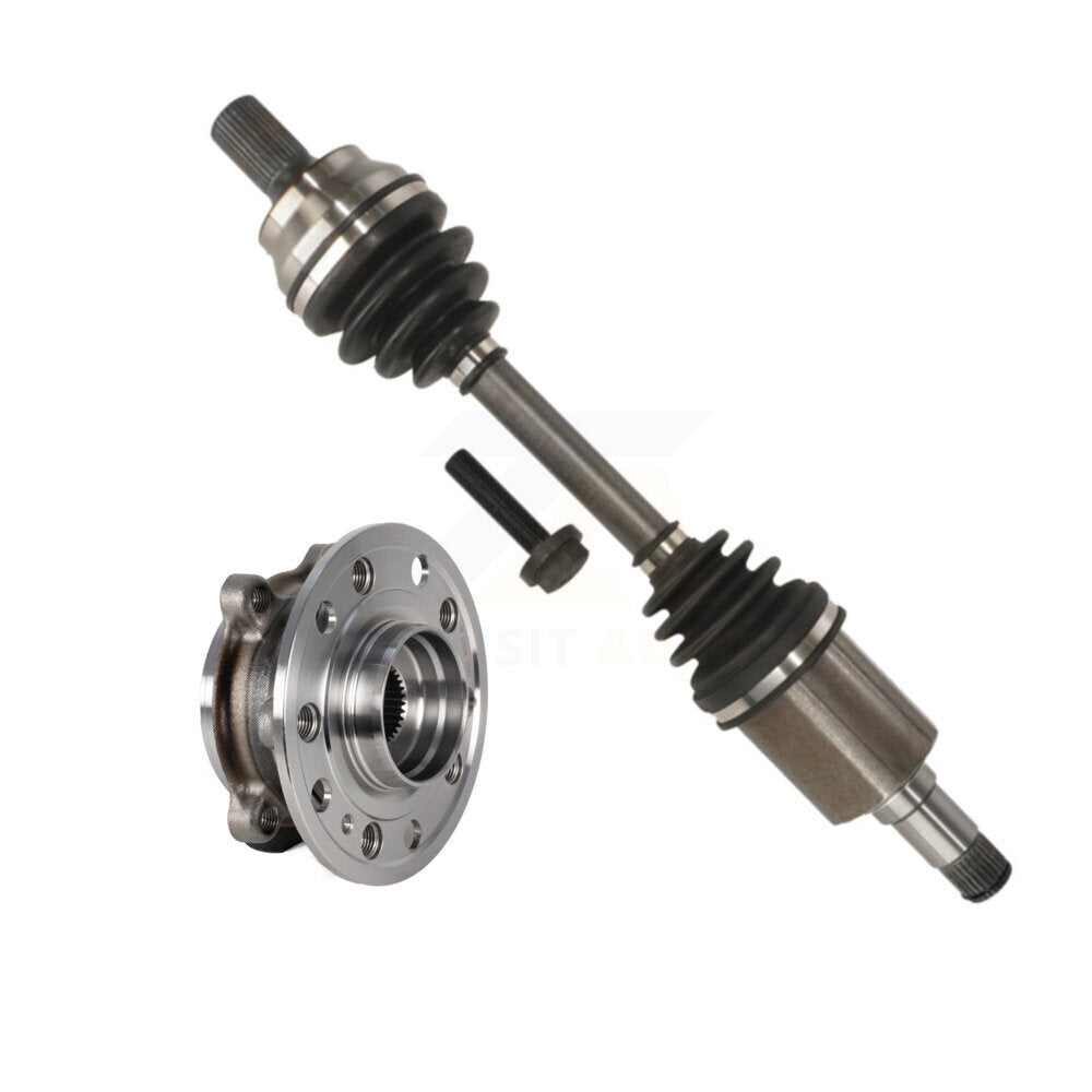 Kugel Front Right (Passenger Side) CV Axle Drive Shaft And Complete Wheel Hub Bearing Assembly Kit For 2017 Mercedes-Benz E400 Coupe with AWD 207 Type Primary Design KN7-101312