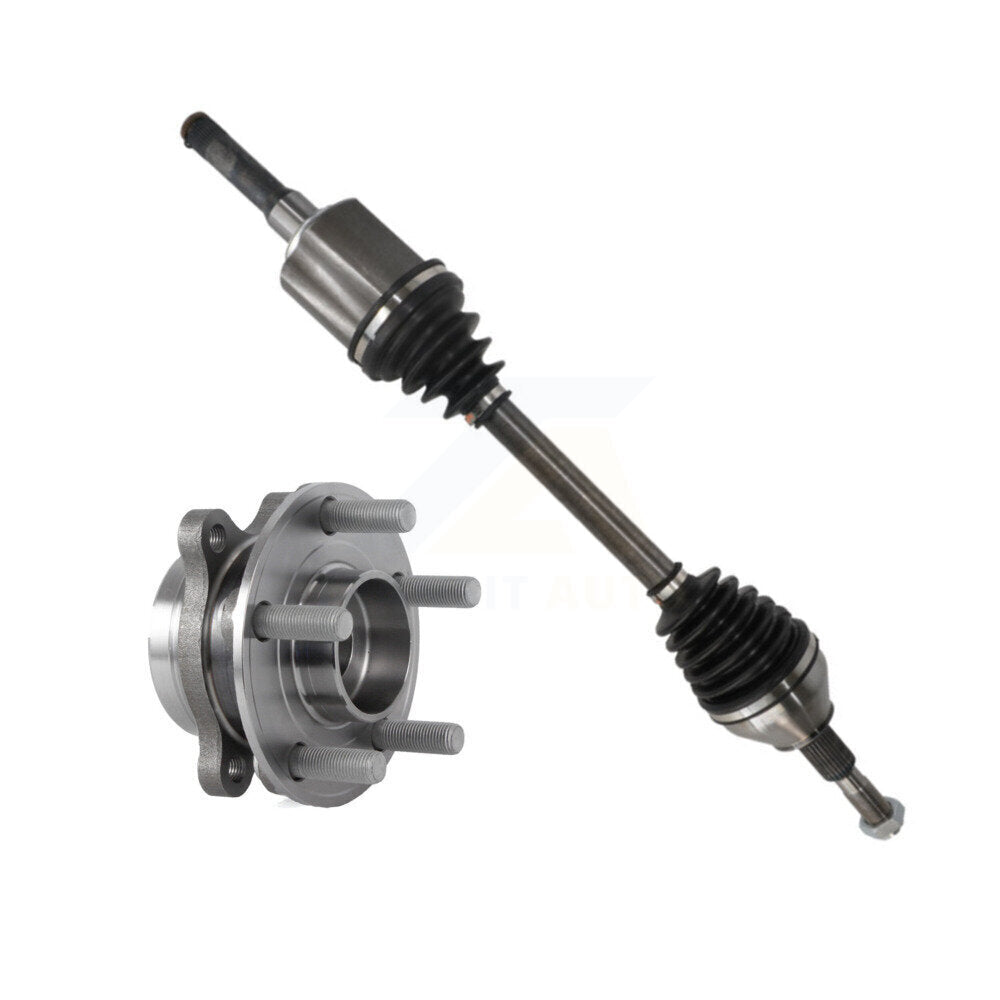 Kugel Front Left (Driver Side) CV Axle Drive Shaft And Complete Wheel Hub Bearing Assembly Kit For 2015-2018 Ford Edge FWD