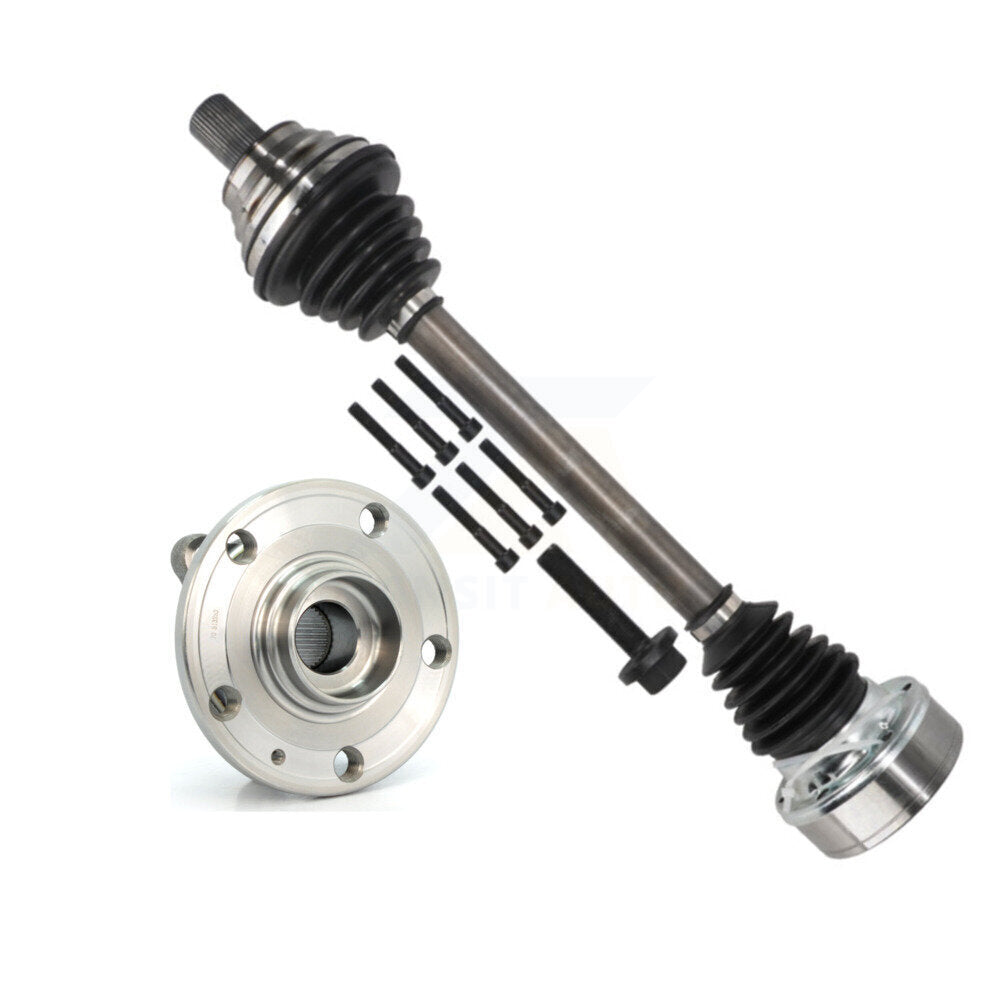 Kugel Front Left (Driver Side) CV Axle Drive Shaft And Complete Wheel Hub Bearing Assembly Kit For Volkswagen Jetta Golf Rabbit KN7-101337