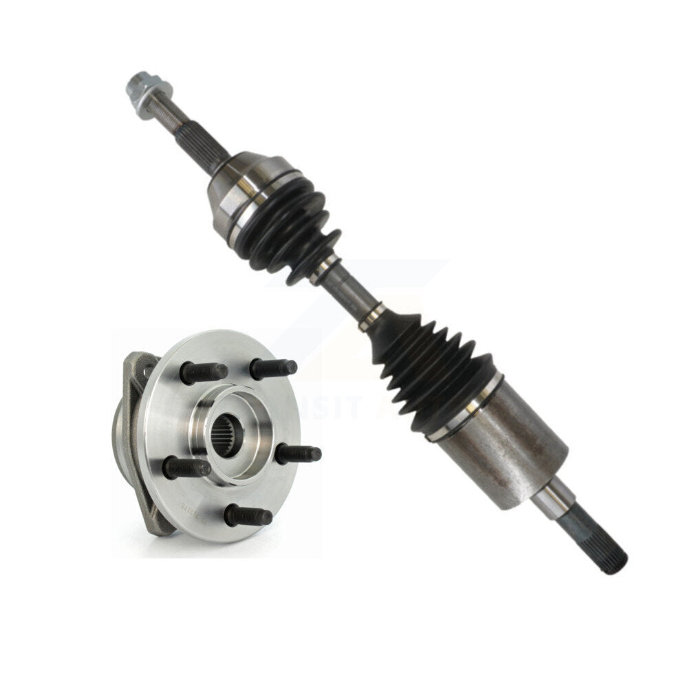 Kugel Front Left (Driver Side) CV Axle Drive Shaft And Complete Wheel Hub Bearing Assembly Kit For 2002-2005 Jeep Liberty 4WD with 3.7L Non-ABS KN7-101347