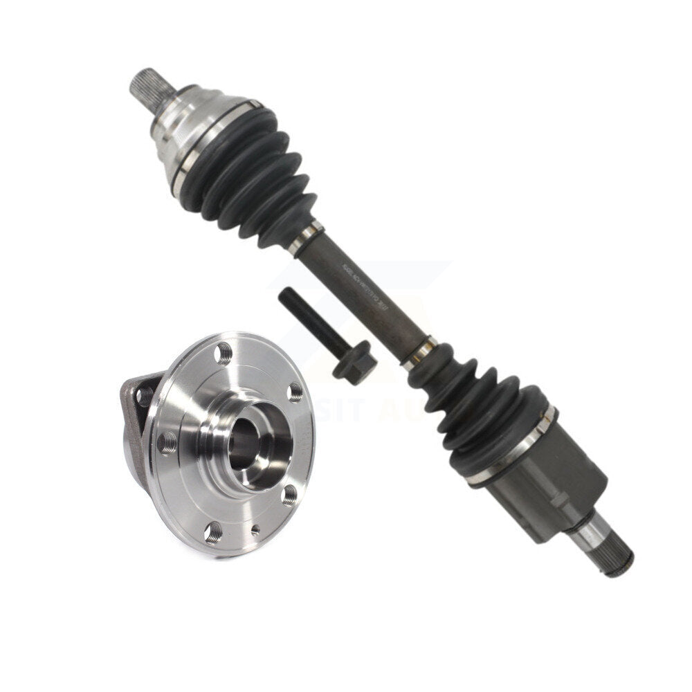 Kugel Front Left (Driver Side) CV Axle Drive Shaft And Complete Wheel Hub Bearing Assembly Kit For Volkswagen Tiguan Sport Utility with FWD AWD KN7-101360