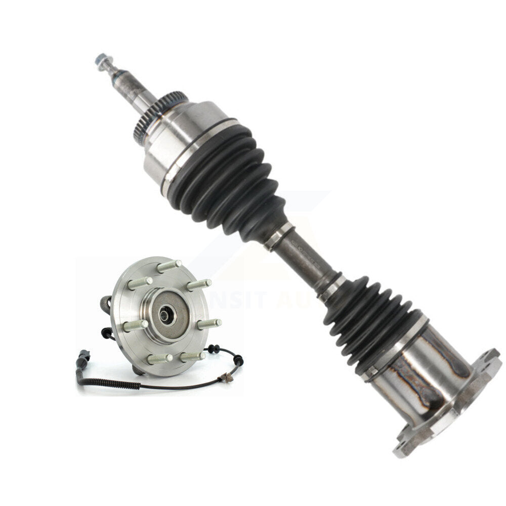 Kugel Front Left (Driver Side) CV Axle Drive Shaft And Complete Wheel Hub Bearing Assembly Kit For Ford F-150 Lincoln Mark LT 4WD KN7-101381