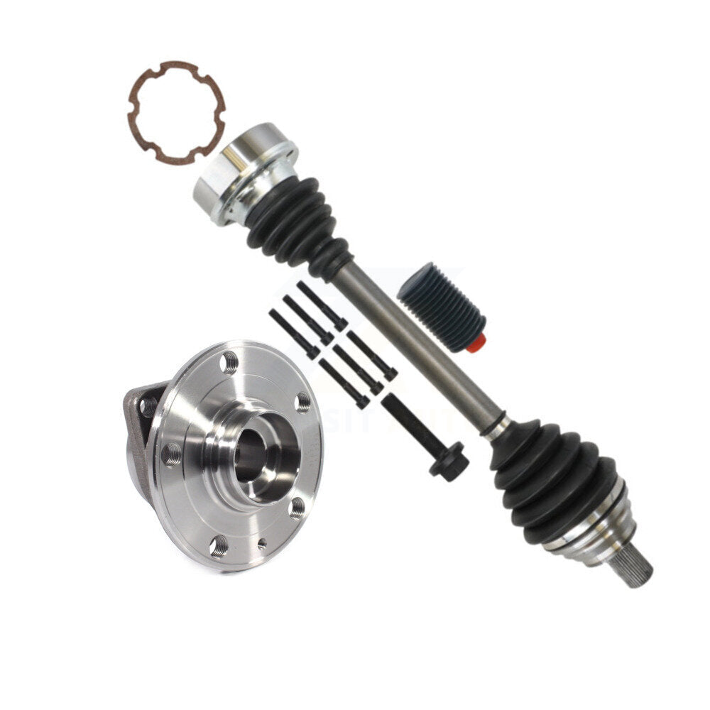 Kugel Front Left (Driver Side) CV Axle Drive Shaft And Complete Wheel Hub Bearing Assembly Kit For Volkswagen Golf Jetta SportWagen Alltrack KN7-101428