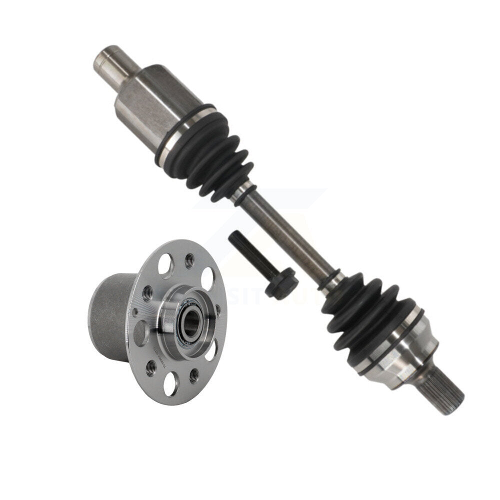 Kugel Front Left (Driver Side) CV Axle Drive Shaft And Complete Wheel Hub Bearing Assembly Kit For 2015-2016 Mercedes-Benz E400 Coupe with RWD 207 Type KN7-101431