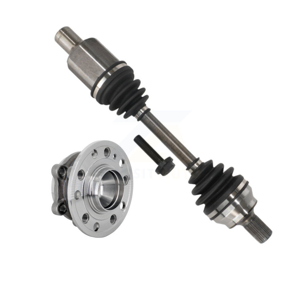 Kugel Front Left (Driver Side) CV Axle Drive Shaft And Complete Wheel Hub Bearing Assembly Kit For 2017 Mercedes-Benz E400 Base with Coupe RWD (Coupe Convertible) 207 Type AWD KN7-101433