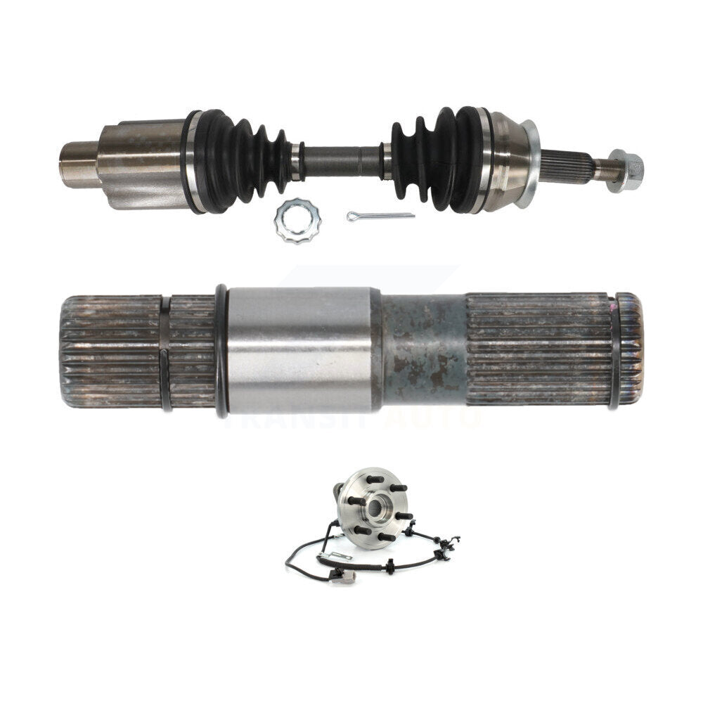 Kugel Front Left (Driver Side) CV Axle Drive Shaft & Intermediate And Complete Wheel Hub Bearing Assembly Kit For Dodge Dakota Durango 4WD with 4-Wheel ABS KN7-101523