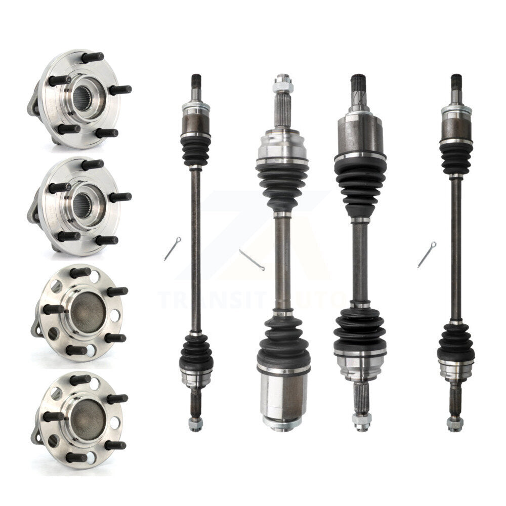 Kugel Front Rear CV Axle Drive Shaft And Complete Wheel Hub Bearing Assembly Kit (8Pc) For Dodge Caliber - Left Right Side (Driver Passenger) KN7-101527