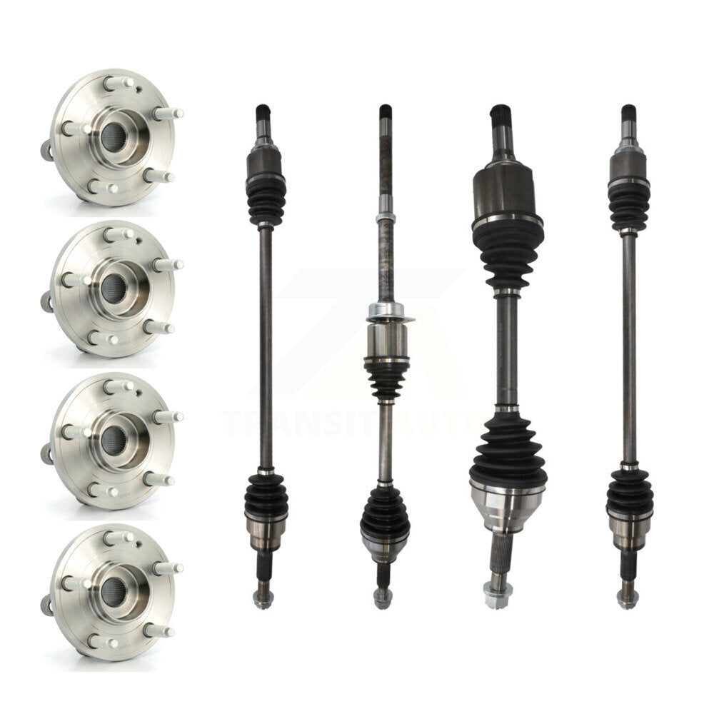 Kugel Front Rear CV Axle Drive Shaft And Complete Wheel Hub Bearing Assembly Kit (8Pc) For Ford Explorer Police Interceptor Utility - Left Right Side (Driver Passenger) KN7-101528
