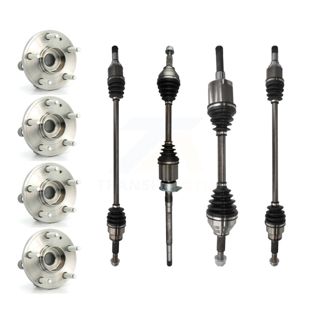Kugel Front Rear CV Axle Drive Shaft And Bearing Kit (8Pc) For 2016-2017 Ford Explorer Sport Utility with AWD 2.3L Turbocharged Automatic transmission - Left Right Side (Driver Passenger) KN7-101531