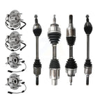 Kugel Front Rear CV Axle Drive Shaft And Complete Wheel Hub Bearing Assembly Kit (8Pc) For 2018-2021 Lincoln Navigator 4WD W 9.75" Ring Gear - Left Right Side (Driver Passenger) KN7-101533