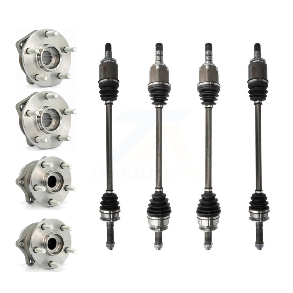 Kugel Front Rear CV Axle Drive Shaft And Complete Wheel Hub Bearing Assembly Kit (8Pc) For Subaru Forester Impreza WRX - Left Right Side (Driver Passenger) KN7-101539