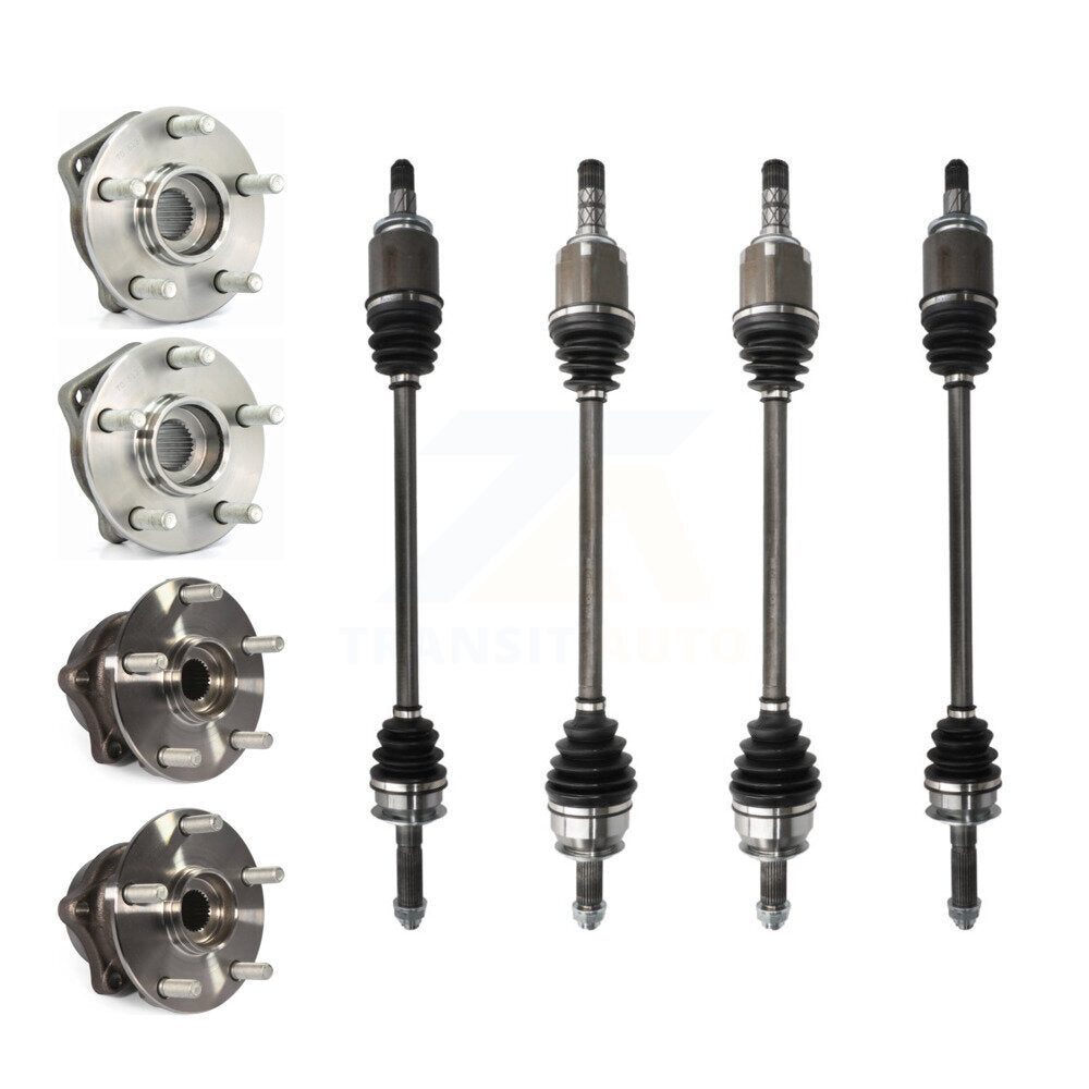 Kugel Front Rear CV Axle Drive Shaft And Complete Wheel Hub Bearing Assembly Kit (8Pc) For Subaru Impreza - Left Right Side (Driver Passenger) KN7-101540