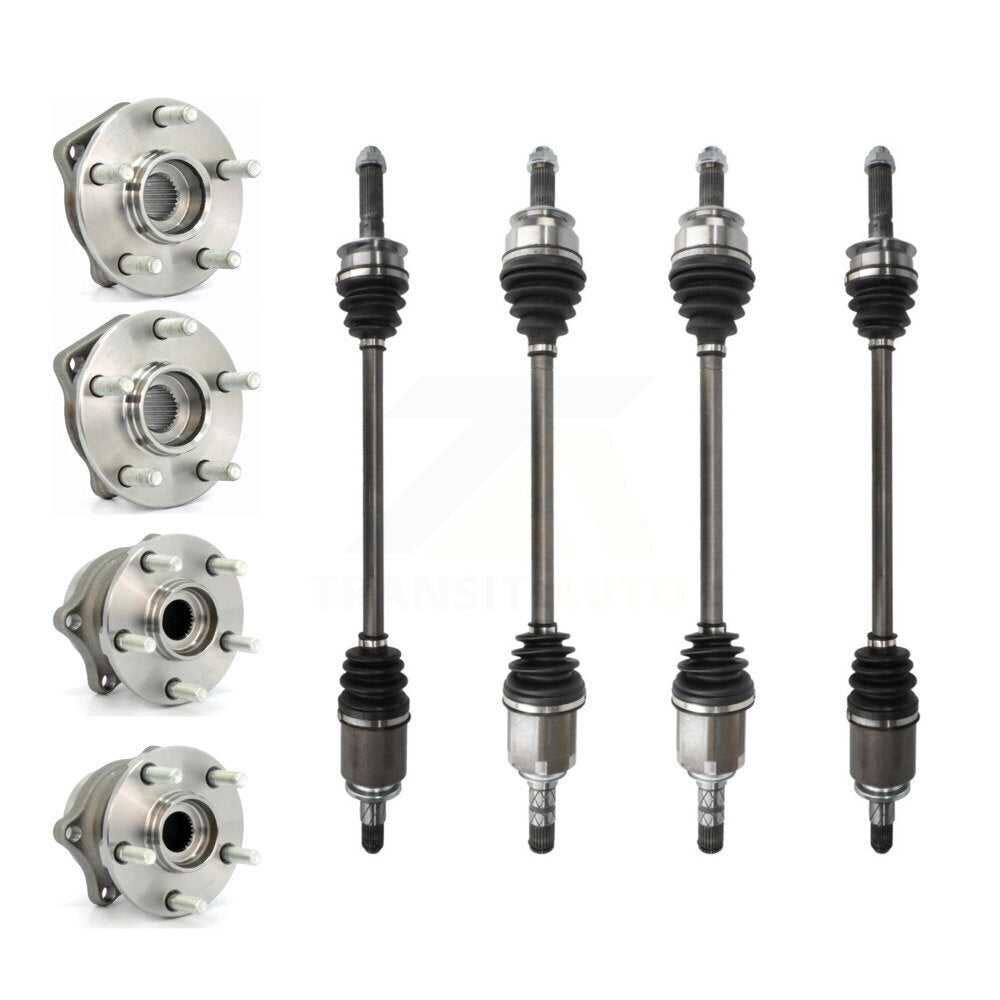 Kugel Front Rear CV Axle Drive Shaft And Complete Wheel Hub Bearing Assembly Kit (8Pc) For Subaru Impreza - Left Right Side (Driver Passenger) KN7-101544