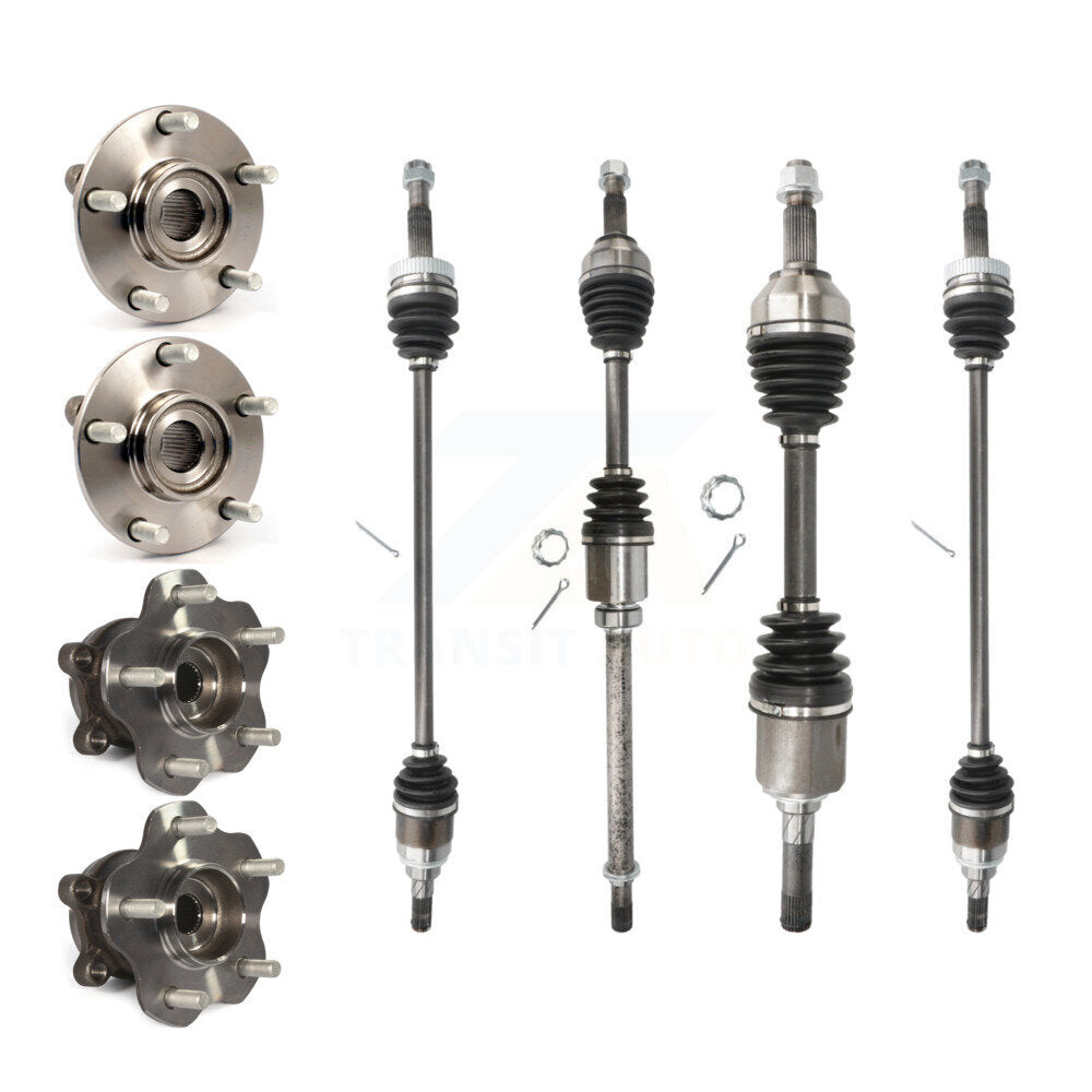 Kugel Front Rear CV Axle Drive Shaft And Complete Wheel Hub Bearing Assembly Kit (8Pc) For Nissan Rogue Select AWD - Left Right Side (Driver Passenger) KN7-101545