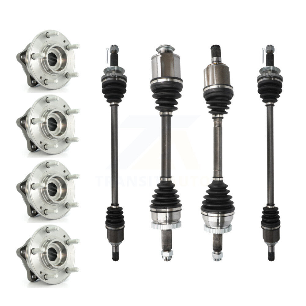 Kugel Front Rear CV Axle Drive Shaft And Wheel Hub Bearing Assembly Kit (8Pc) For Hyundai Santa Fe Kia Sorento AWD with 2.4L/3.5L Automatic transmission - Left Right Side (Driver Passenger) KN7-101546