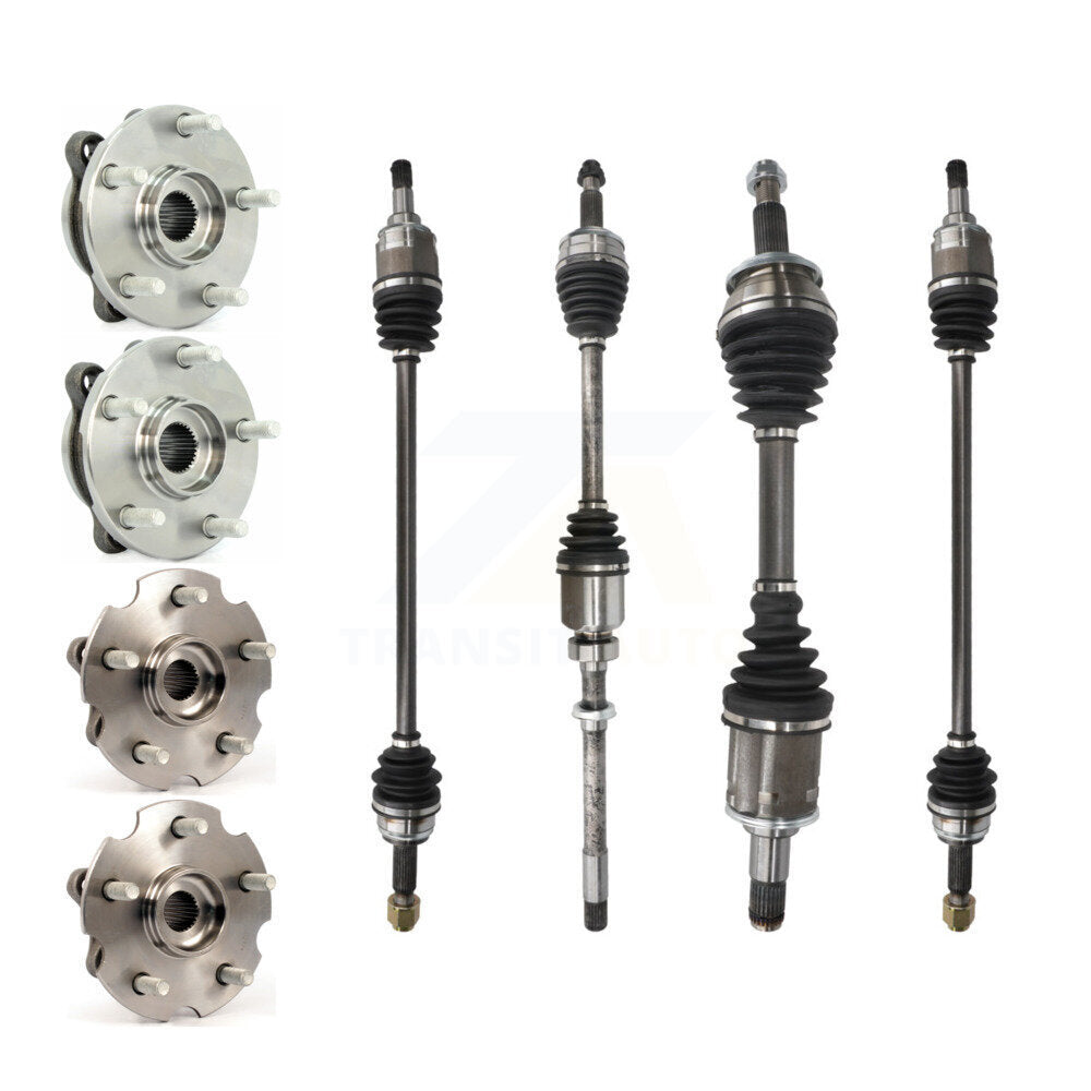 Kugel Front Rear CV Axle Drive Shaft And Complete Wheel Hub Bearing Assembly Kit (8Pc) For Toyota RAV4 4WD with 3.5L GAS engine - Left Right Side (Driver Passenger) KN7-101547