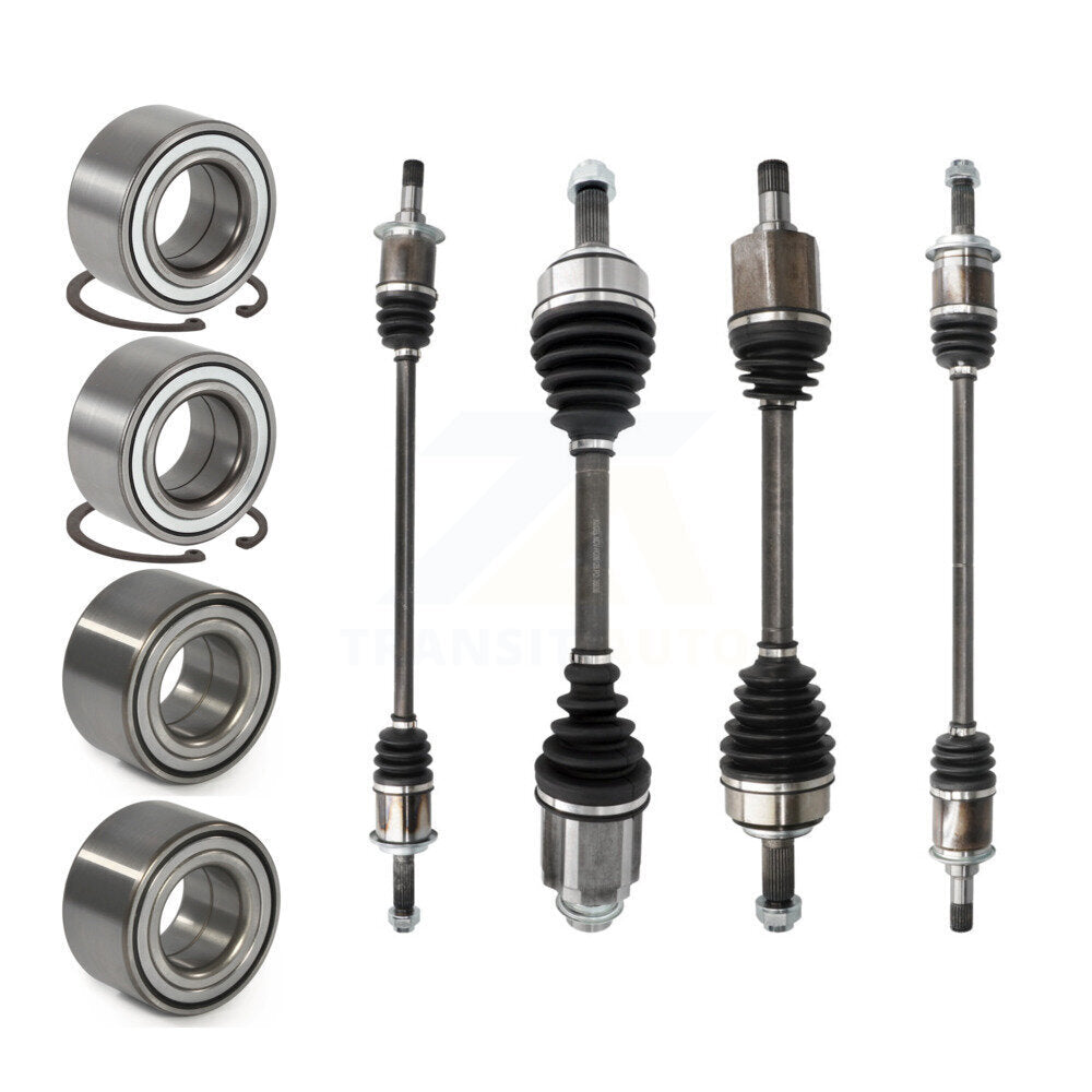 Kugel Front Rear CV Axle Drive Shaft] Complete Assembly And Wheel Bearing Kit (8Pc) For Honda CR-V Primary Design - Left Right Side (Driver Passenger) KN7-101560