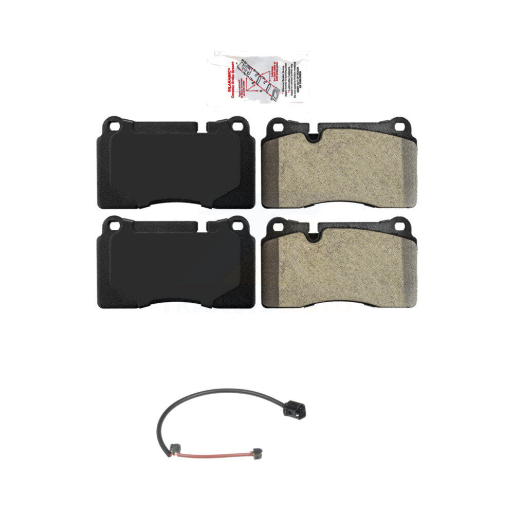 AmeriBRAKES Front Ceramic Disc Brake Pads And Wear Sensor Kit For 2006 Volkswagen Touareg With 330mm Diameter Rotor 2 Piston Caliper KNW-100611