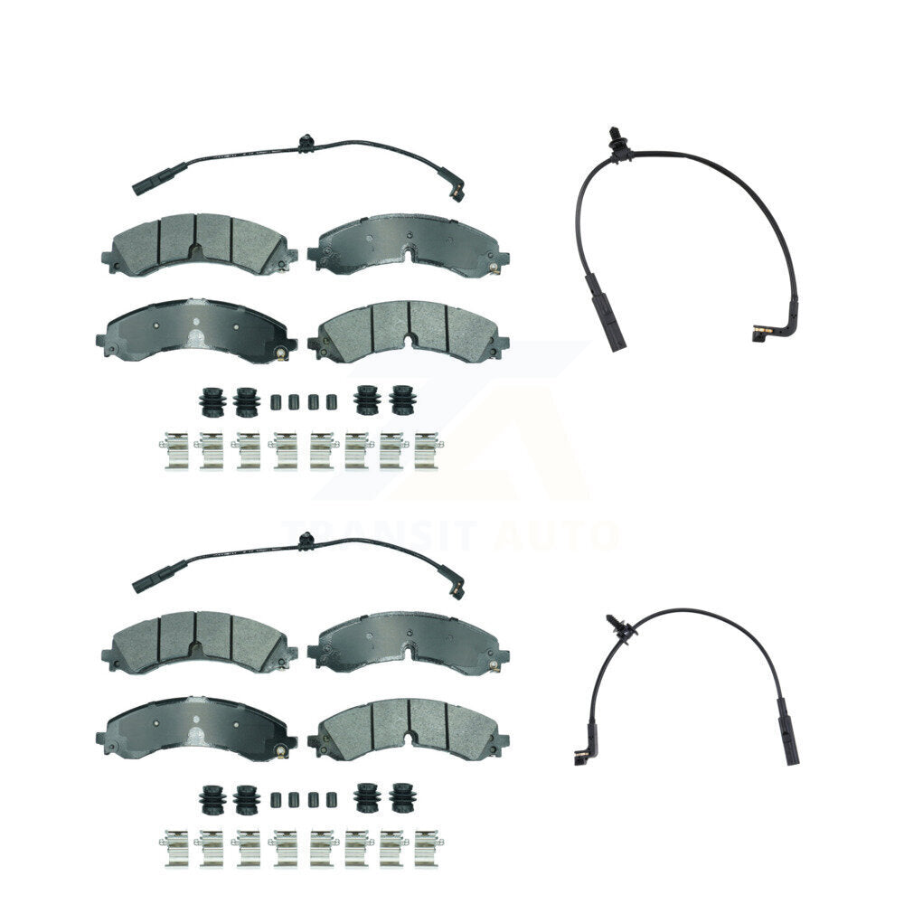 AmeriBRAKES Front Rear Ceramic Disc Brake Pads And Extra Wear Sensor Kit For GMC Chevrolet Silverado 2500 HD Sierra 3500 6.6L KNW-101395