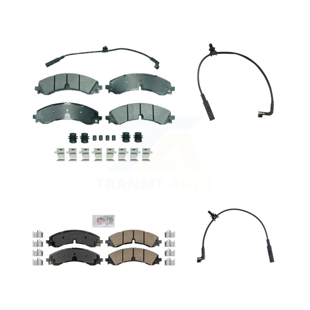 AmeriBRAKES Front Rear Ceramic Disc Brake Pads And Extra Wear Sensor Kit For GMC Chevrolet Silverado 2500 HD Sierra 3500 6.6L KNW-101396
