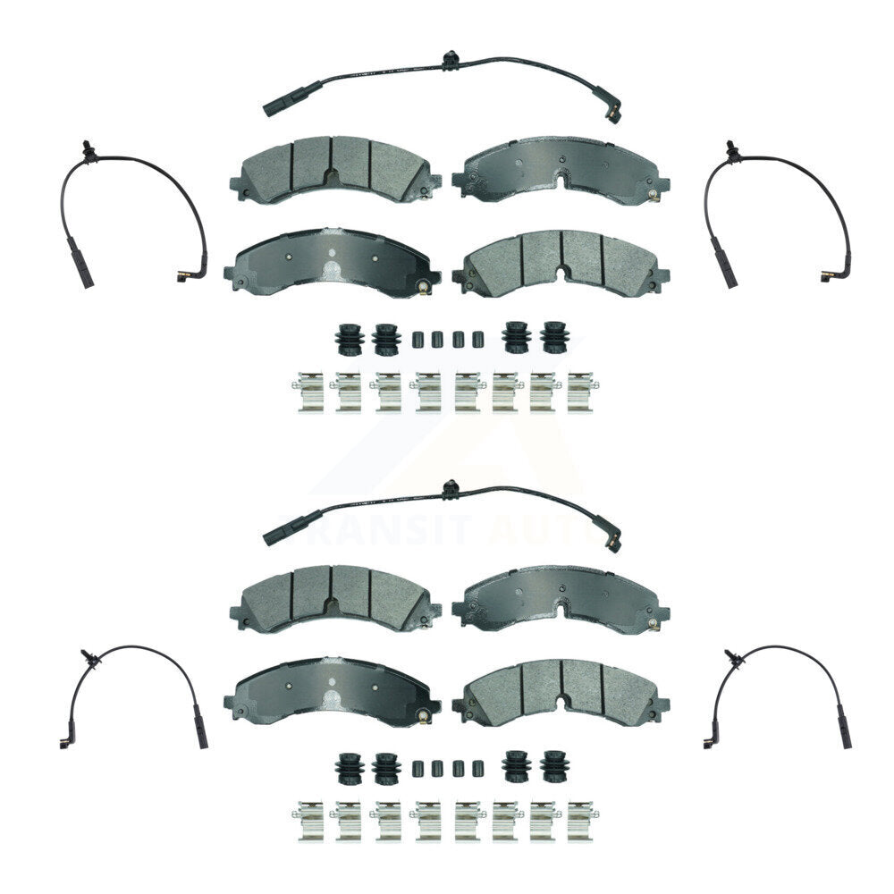 AmeriBRAKES Front Rear Ceramic Disc Brake Pads And Extra Wear Sensors Kit For GMC Chevrolet Silverado 2500 HD Sierra 3500 6.6L KNW-101428