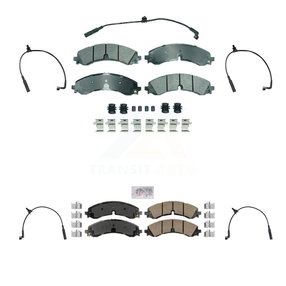AmeriBRAKES Front Rear Ceramic Disc Brake Pads And Extra Wear Sensors Kit For GMC Chevrolet Silverado 2500 HD Sierra 3500 6.6L KNW-101429