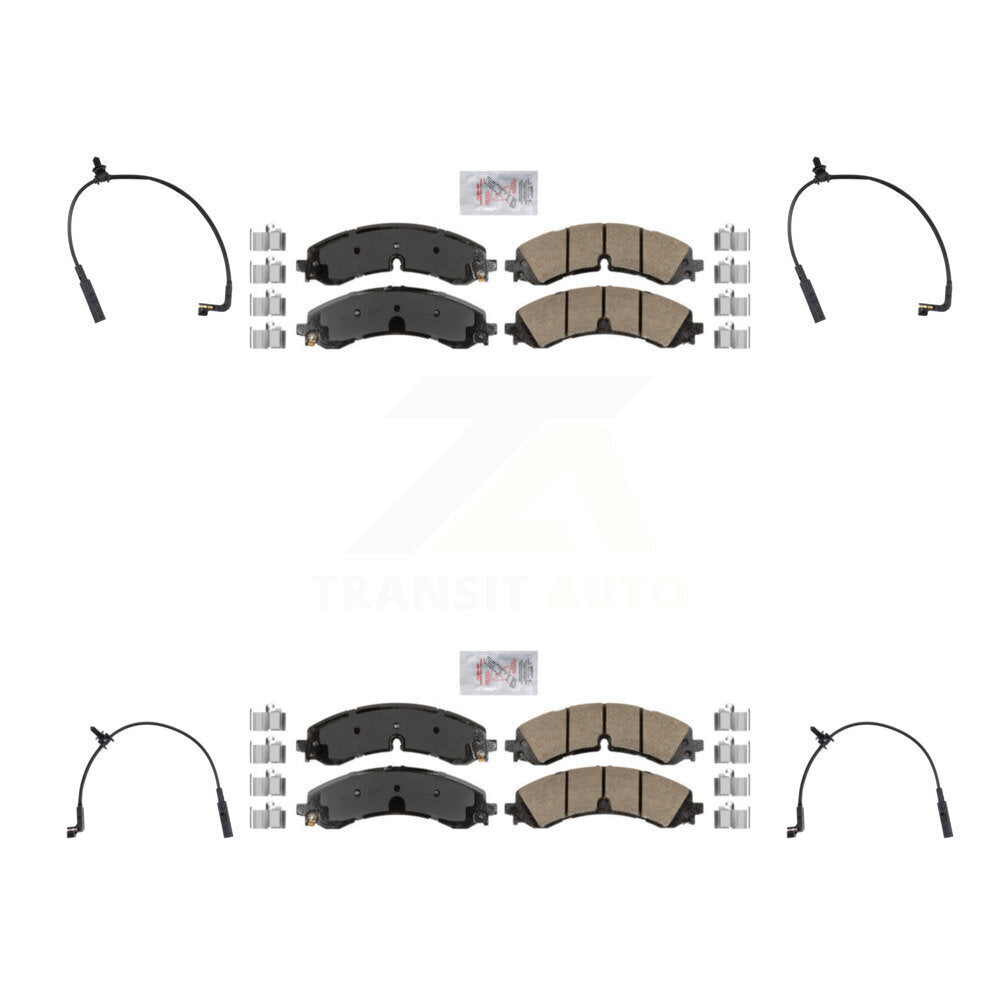 AmeriBRAKES Front Rear Ceramic Disc Brake Pads And Wear Sensors Kit For GMC Chevrolet Silverado 2500 HD Sierra 3500 6.6L KNW-101431