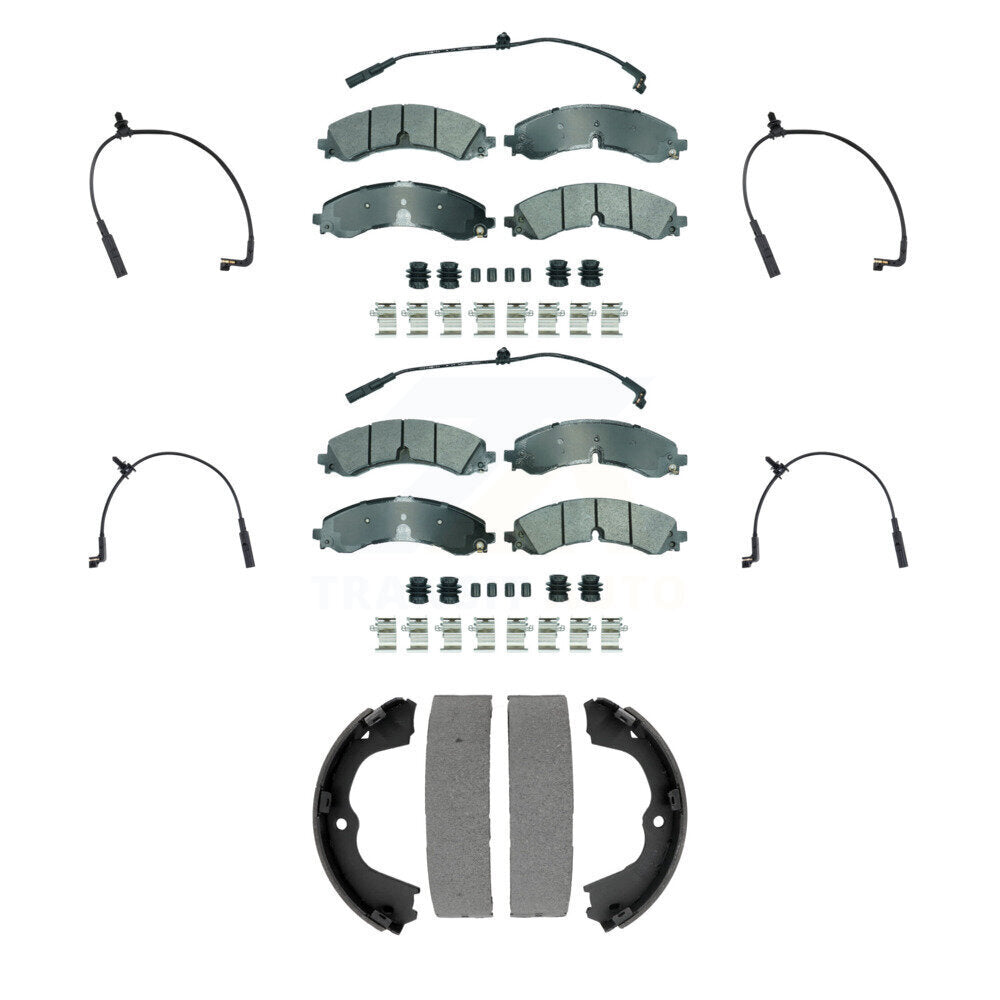 AmeriBRAKES Front Rear Ceramic Disc Brake Pads And Extra Wear Sensors Kit (7Pc) For GMC Chevrolet Silverado 2500 HD Sierra 3500 6.6L KNW-101453