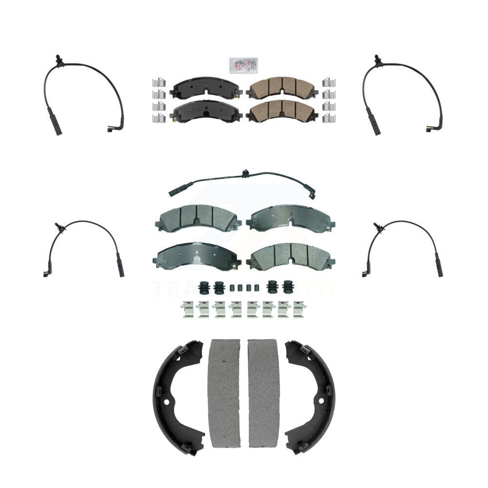AmeriBRAKES Front Rear Ceramic Disc Brake Pads And Extra Wear Sensors Kit (7Pc) For GMC Chevrolet Silverado 2500 HD Sierra 3500 6.6L KNW-101454