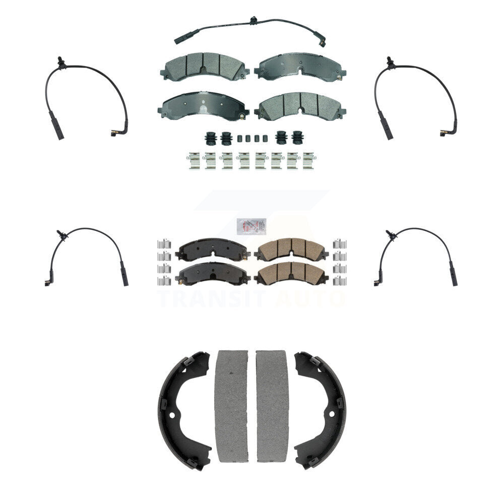 AmeriBRAKES Front Rear Ceramic Disc Brake Pads And Extra Wear Sensors Kit (7Pc) For GMC Chevrolet Silverado 2500 HD Sierra 3500 6.6L KNW-101455