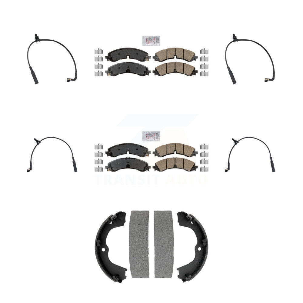 AmeriBRAKES Front Rear Ceramic Disc Brake Pads And Wear Sensors Kit (7Pc) For GMC Chevrolet Silverado 2500 HD Sierra 3500 6.6L KNW-101456