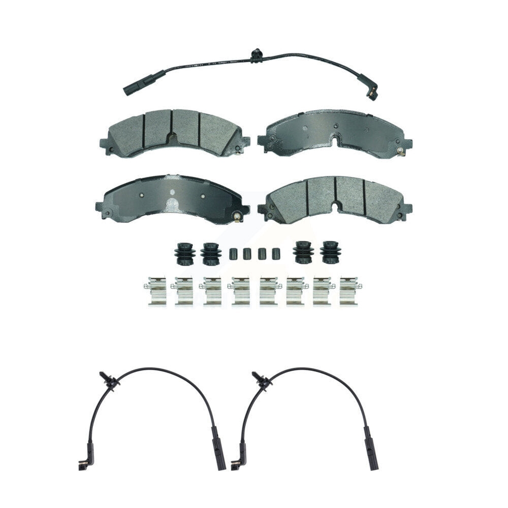 AmeriBRAKES Rear Ceramic Disc Brake Pads And Extra Wear Sensors Kit For GMC Chevrolet Silverado 2500 HD Sierra 3500 6.6L KNW-101488