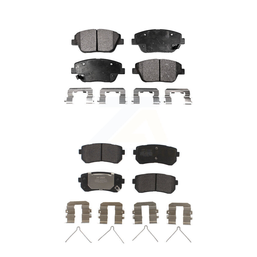 Positive Plus Front Rear Semi-Metallic Brake Pads Kit For 2016 Kia Optima Hybrid EX LX Premium With Manual Parking KPF-100867
