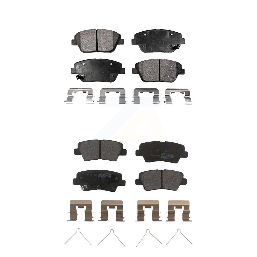 Positive Plus Front Rear Semi-Metallic Brake Pads Kit For 2016 Kia Optima Hybrid EX LX Premium With Electric Parking KPF-100868