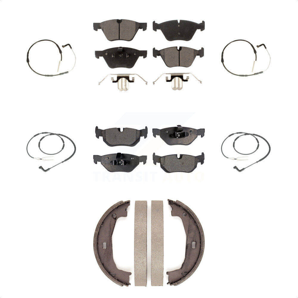 Positive Plus Front Rear Semi-Metallic Disc Brake Pads And Wear Sensors Kit (7Pc) For 2007 BMW 328i Sedan Coupe KPW-100544