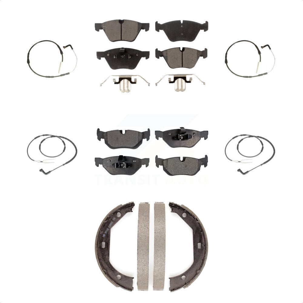 Positive Plus Front Rear Semi-Metallic Disc Brake Pads And Wear Sensors Kit (7Pc) For BMW 328xi 328i KPW-100546