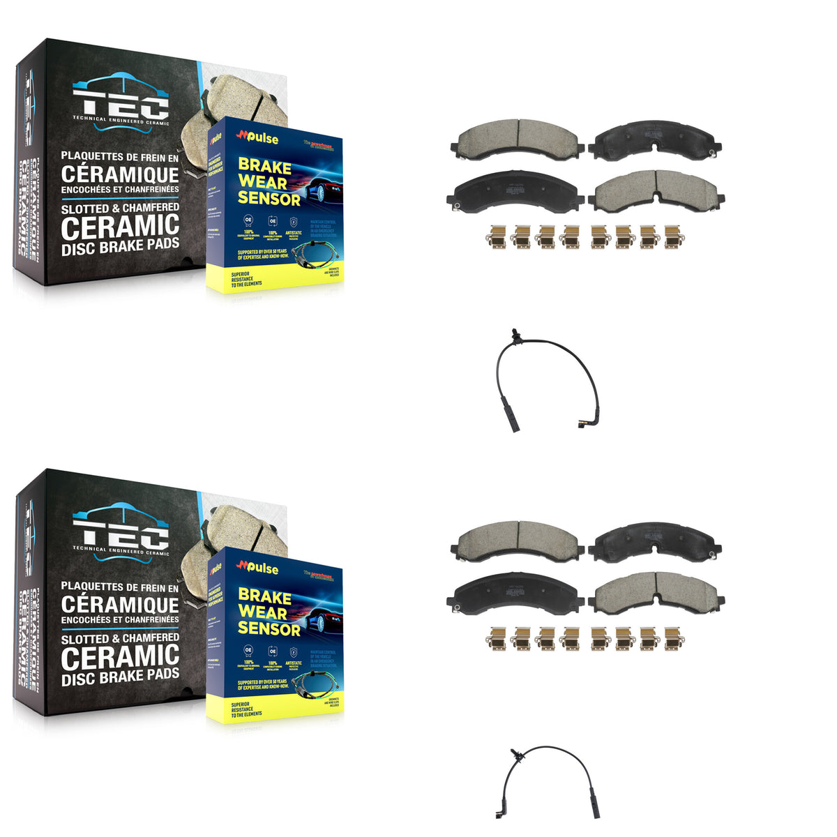 Positive Plus Front Rear Semi-Metallic Disc Brake Pads And Wear Sensor Kit For GMC Chevrolet Silverado 2500 HD Sierra 3500 6.6L KPW-101455