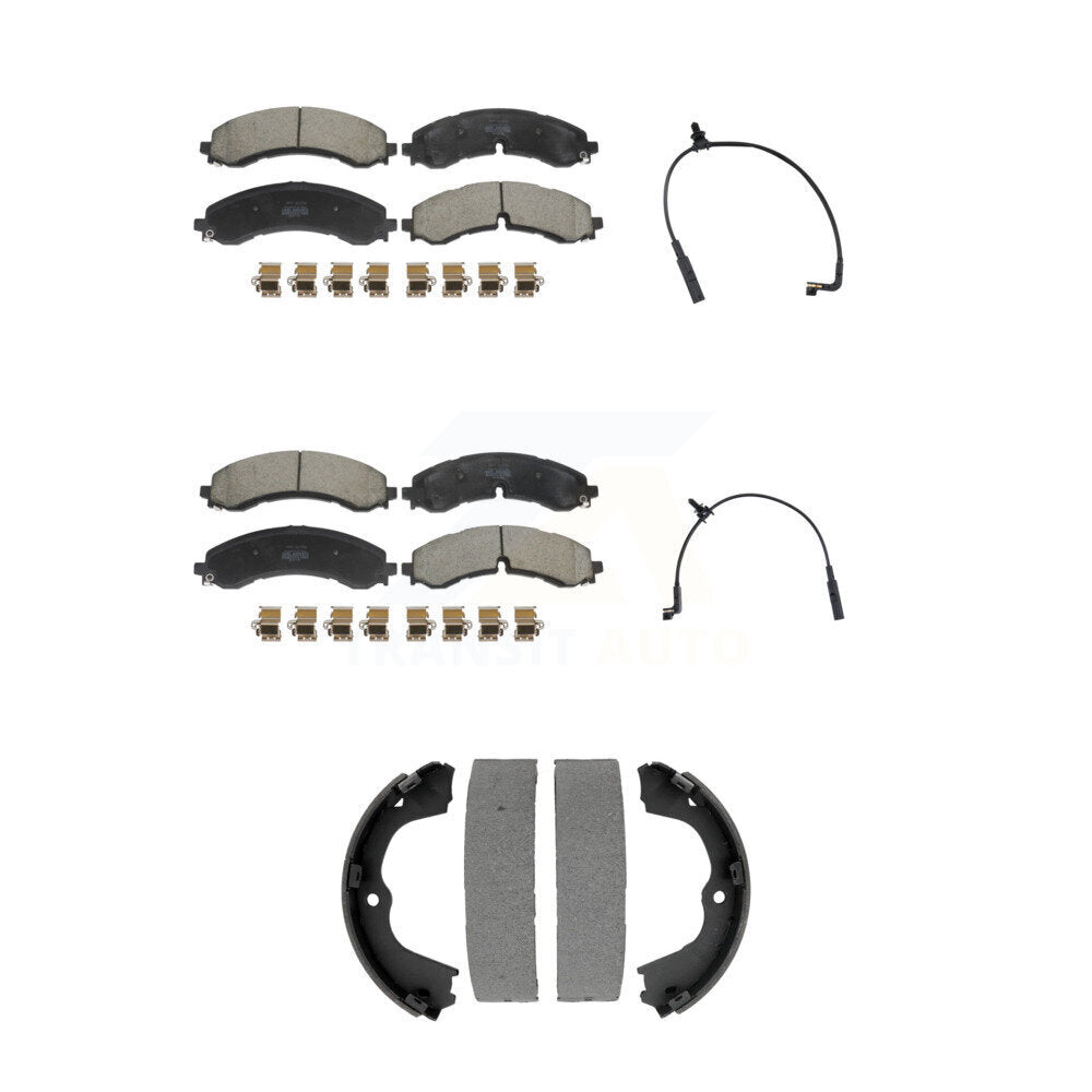 Positive Plus Front Rear Semi-Metallic Disc Brake Pads And Wear Sensor Kit (5Pc) For GMC Chevrolet Silverado 2500 HD Sierra 3500 6.6L KPW-101529