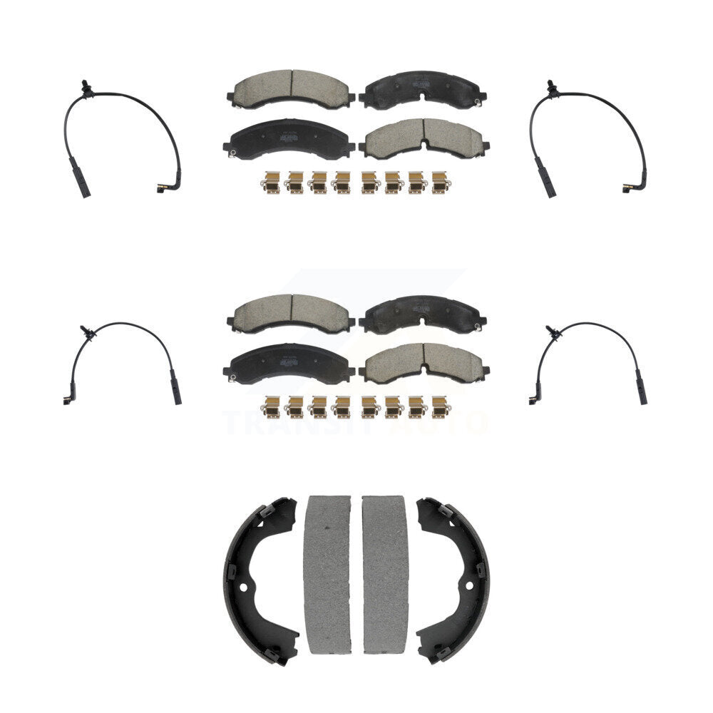 Positive Plus Front Rear Semi-Metallic Disc Brake Pads And Wear Sensors Kit (7Pc) For GMC Chevrolet Silverado 2500 HD Sierra 3500 6.6L KPW-101543