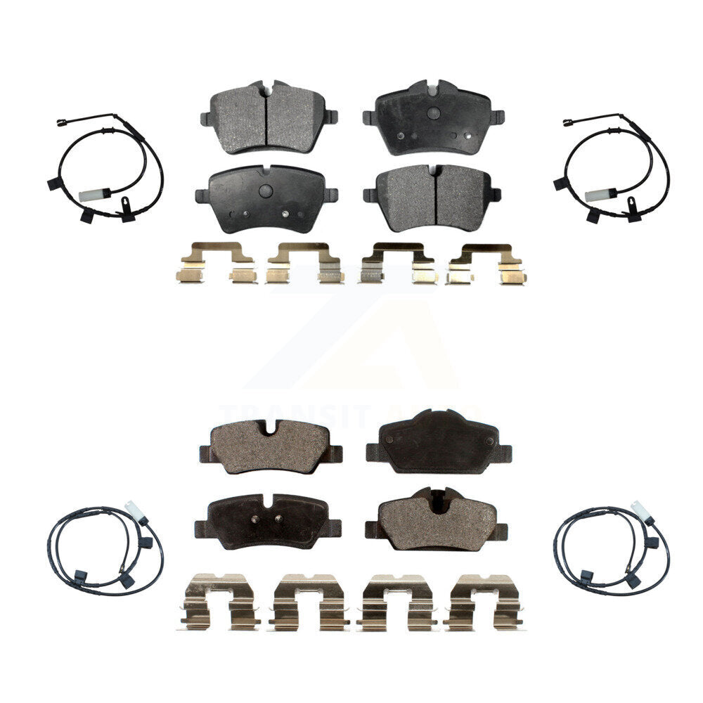 Positive Plus Front Rear Semi-Metallic Disc Brake Pads And Wear Sensors Kit For Mini Cooper With 294mm Diameter Rotor KPW-101645