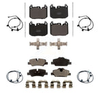 Positive Plus Front Rear Semi-Metallic Disc Brake Pads And Wear Sensors Kit For 2015 Mini Cooper S John Works with Convertible 2.0L With 5 Lug Wheels 4 Piston Caliper KPW-101648