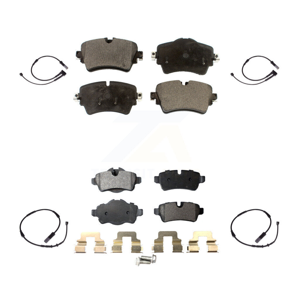 Positive Plus Front Rear Semi-Metallic Disc Brake Pads And Wear Sensors Kit For 2015 Mini Cooper Hatchback with 1.6L With 294mm Diameter Rotor 5 Lug Wheels KPW-101651