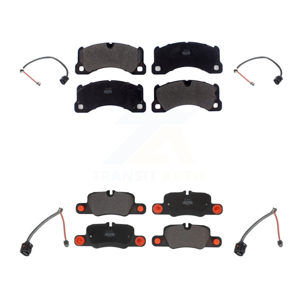 Positive Plus Front Rear Semi-Metallic Disc Brake Pads And Wear Sensors Kit For 2010 Porsche Panamera with Ceramic Rotor KPW-101675