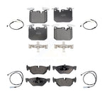 Positive Plus Front Rear Semi-Metallic Disc Brake Pads And Wear Sensors Kit For 2013 BMW 328i Sedan with 3.0L With 340mm Diameter Rotor KPW-101680