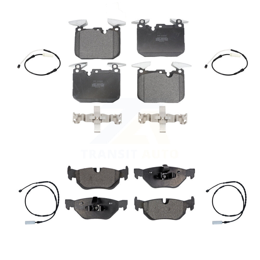 Positive Plus Front Rear Semi-Metallic Disc Brake Pads And Wear Sensors Kit For 2013 BMW 328i Sedan with 3.0L With 340mm Diameter Rotor KPW-101680