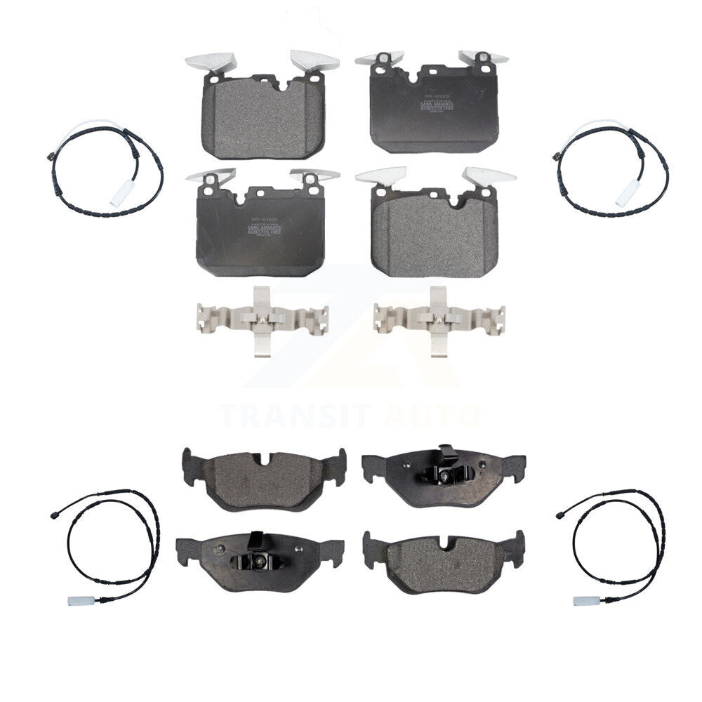 Positive Plus Front Rear Semi-Metallic Disc Brake Pads And Wear Sensors Kit For 2013 BMW 328i xDrive Sedan with 3.0L With 340mm Diameter Rotor KPW-101681