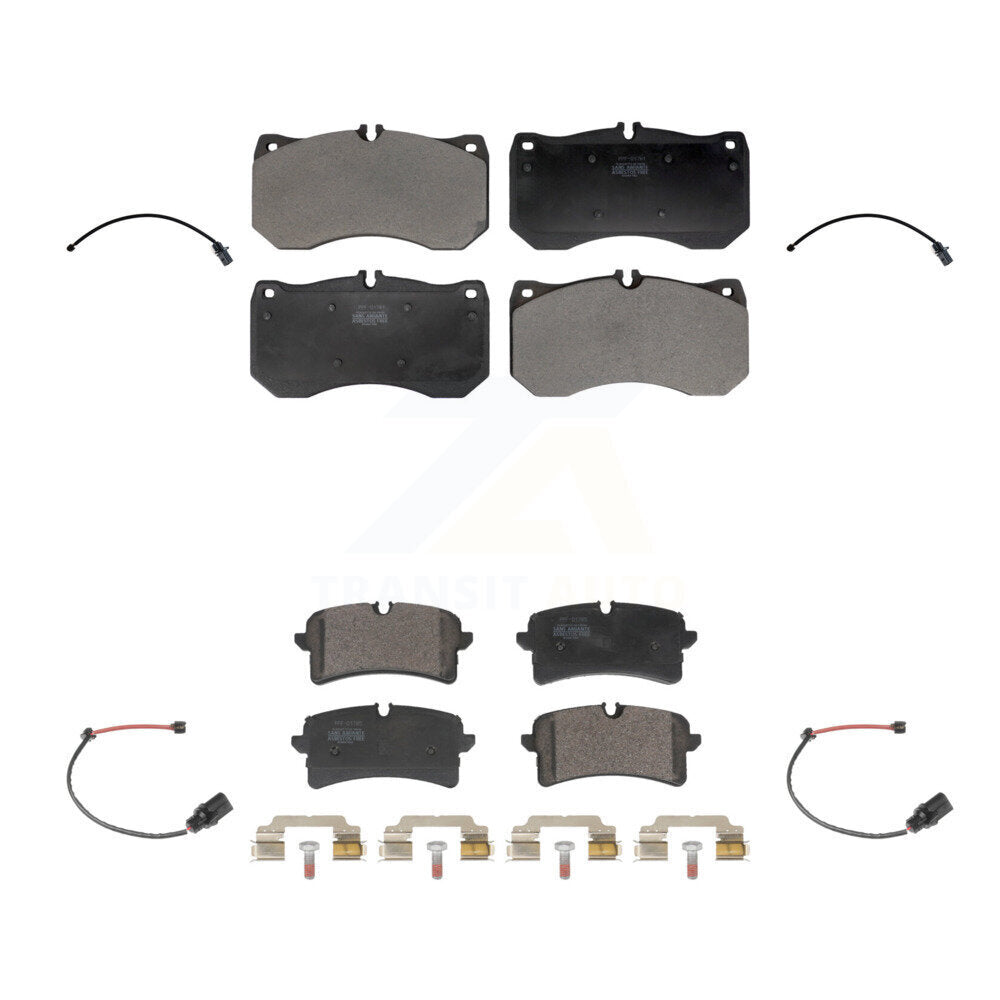 Positive Plus Front Rear Semi-Metallic Disc Brake Pads And Wear Sensors Kit For 2018 Audi RS7 With Ceramic Composite Brakes KPW-101685