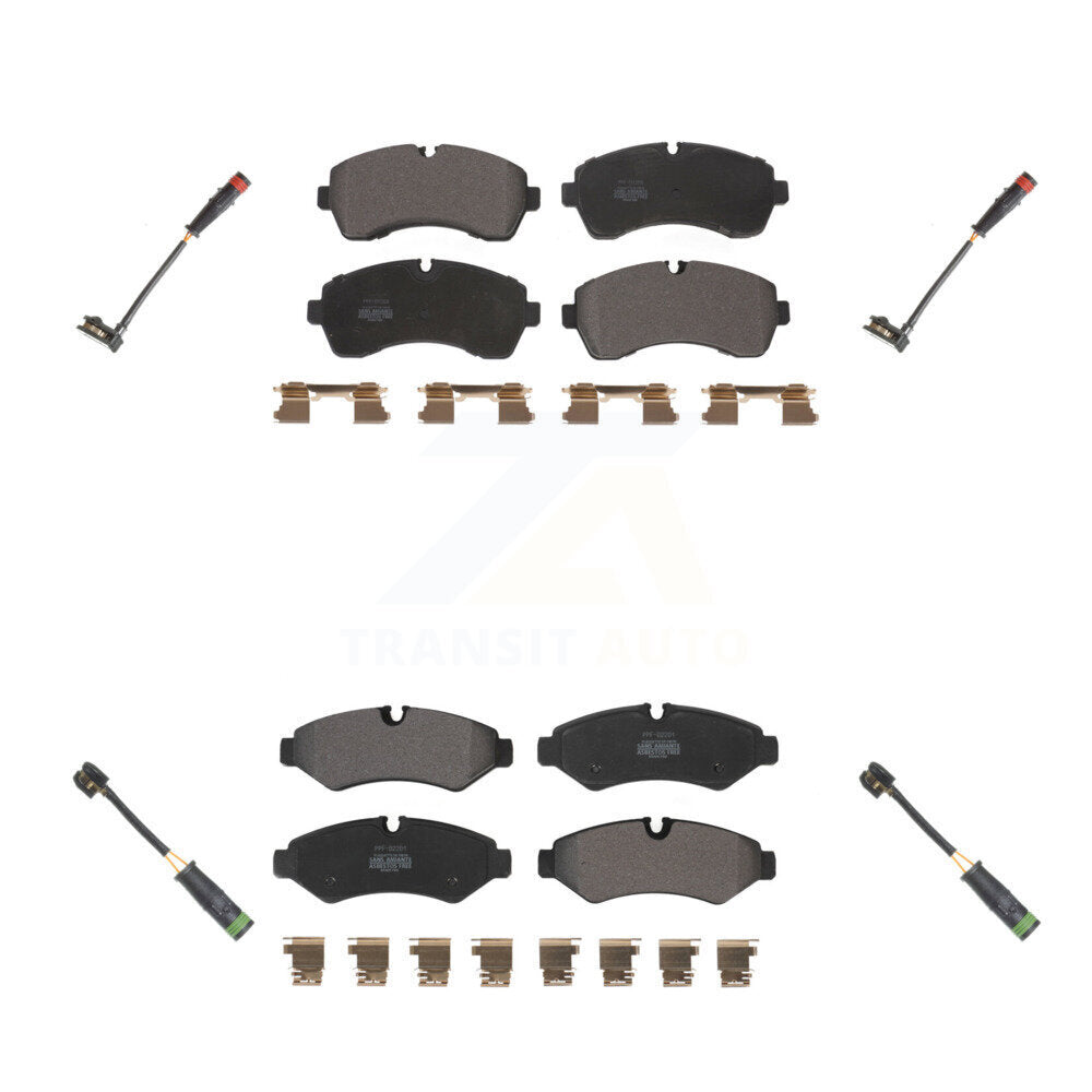 Positive Plus Front Rear Semi-Metallic Disc Brake Pads And Wear Sensors Kit For Mercedes-Benz Sprinter 4500 3500XD With Single Wheels Electric Parking KPW-101691