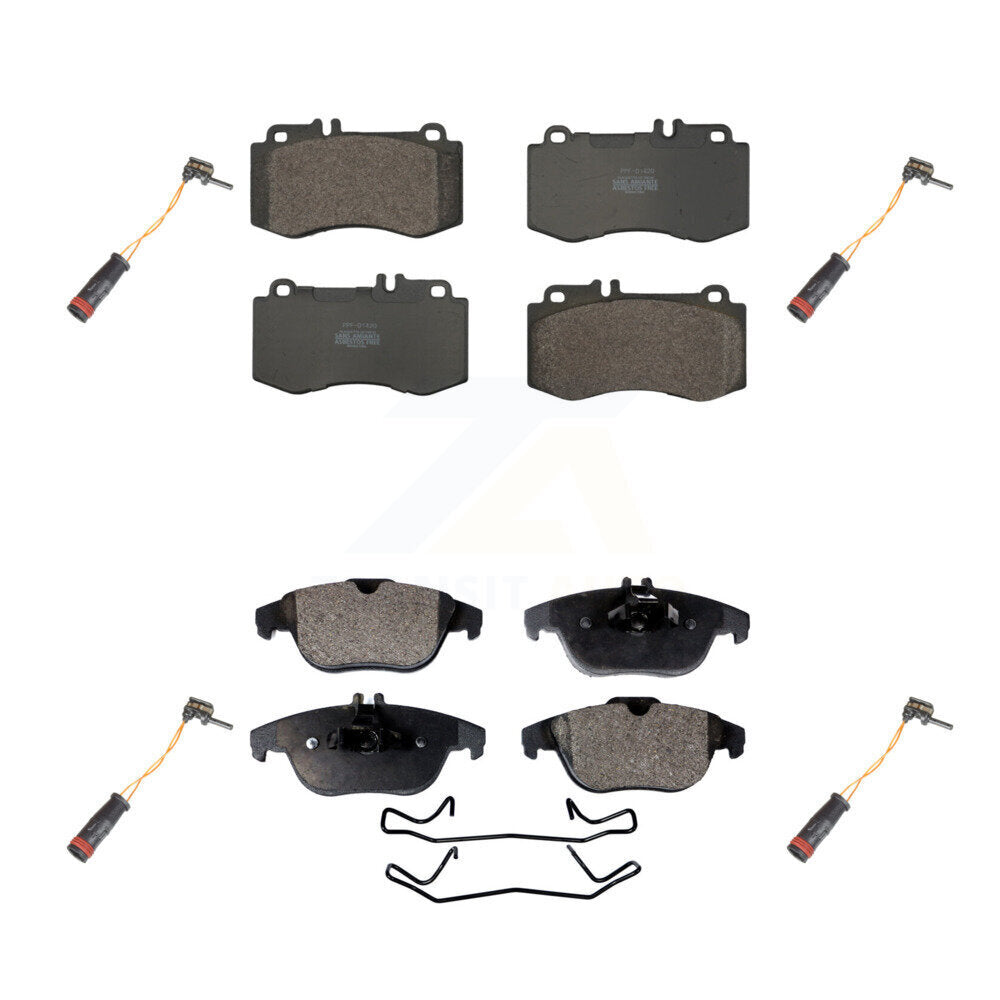 Positive Plus Front Rear Semi-Metallic Disc Brake Pads And Wear Sensors Kit For Mercedes-Benz E350 With 344mm Diameter Rotor KPW-101694