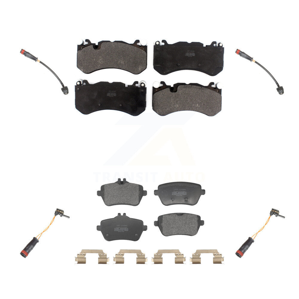 Positive Plus Front Rear Semi-Metallic Disc Brake Pads And Wear Sensors Kit For 2016 Mercedes-Benz Maybach S600 6.0L KPW-101696